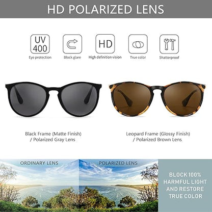 SUNGAIT Vintage Round Sunglasses for Women