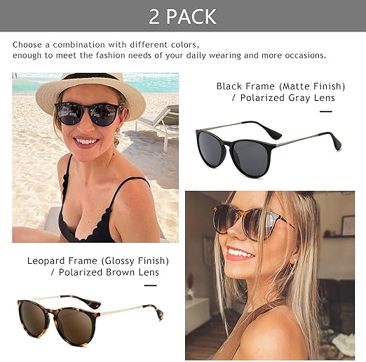 SUNGAIT Vintage Round Sunglasses for Women