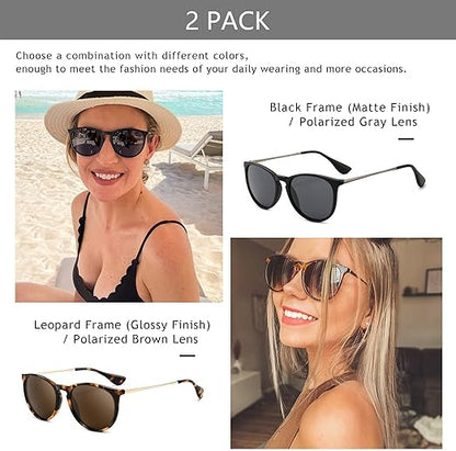 SUNGAIT Vintage Round Sunglasses for Women
